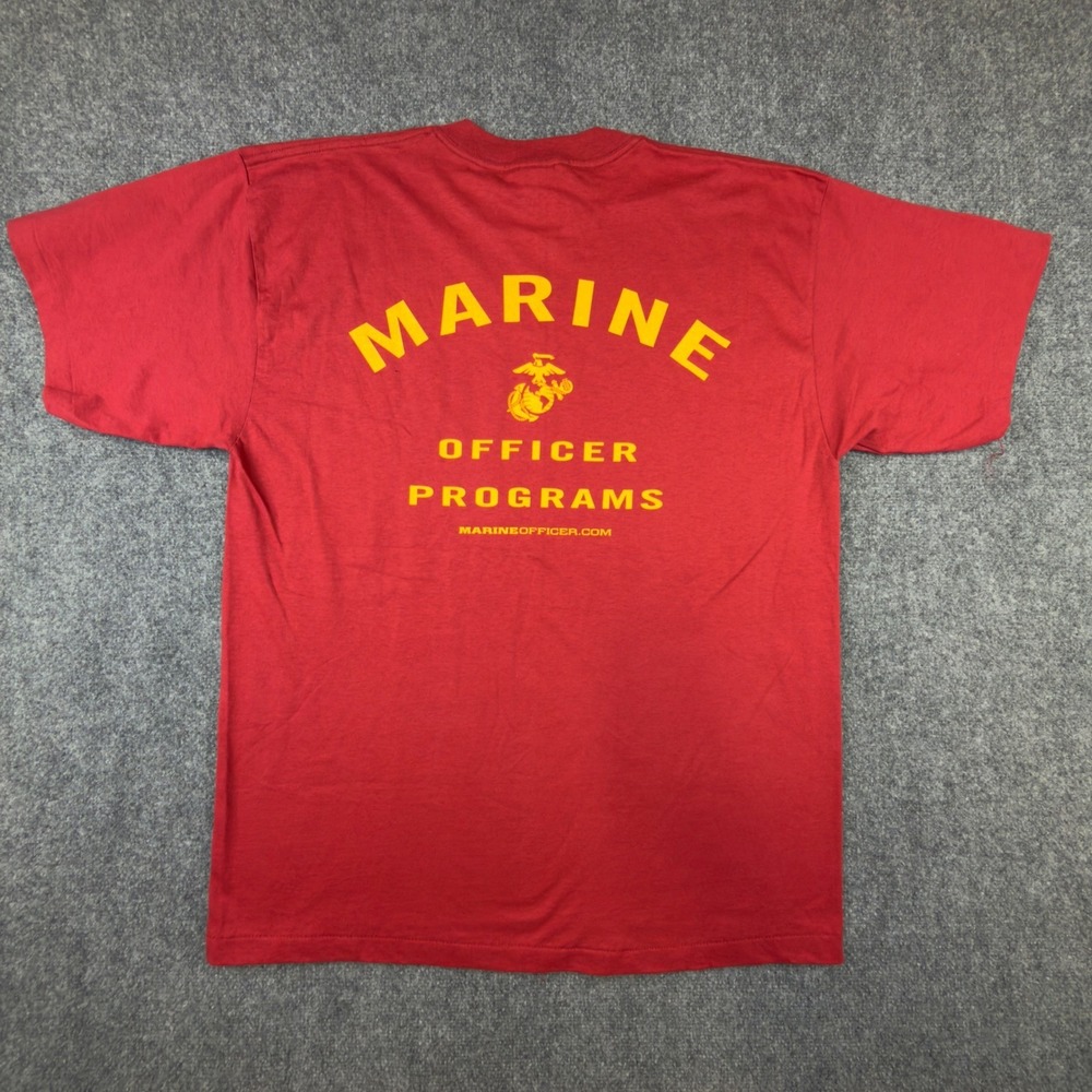 Vintage USMC Marine Officer Programs T-Shirt Red Single Stitch XL Made in USA